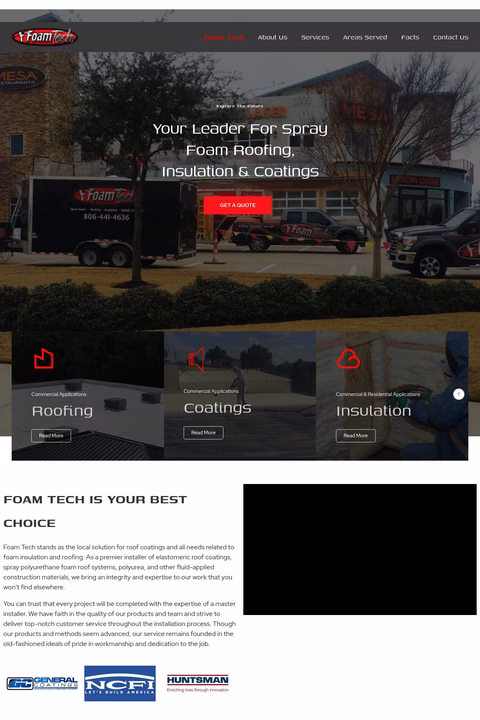 Foam-Tech Homepage 1440px