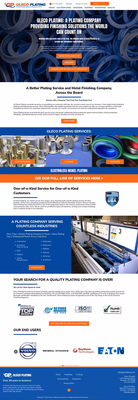Gleco-Plating Homepage 1440px