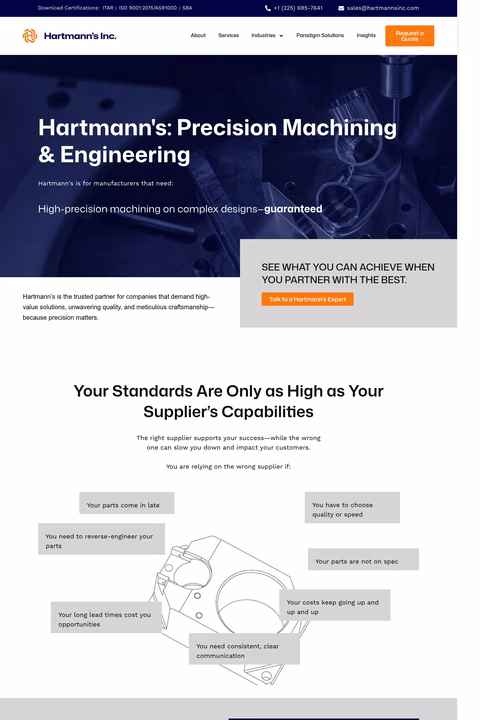 Hartmanns-Precision-Machining-Engineering Homepage 1440px