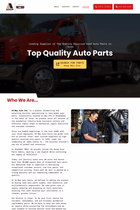Hiway-Auto-Parts Homepage 1440px