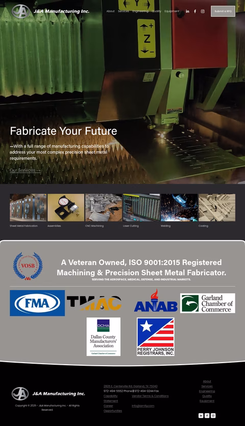 J-A-Manufacturing Homepage 1440px