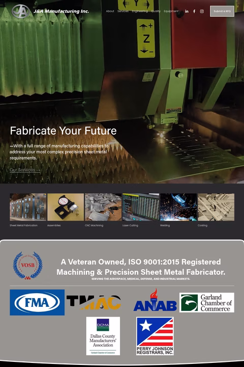 J-A-Manufacturing Homepage 1440px