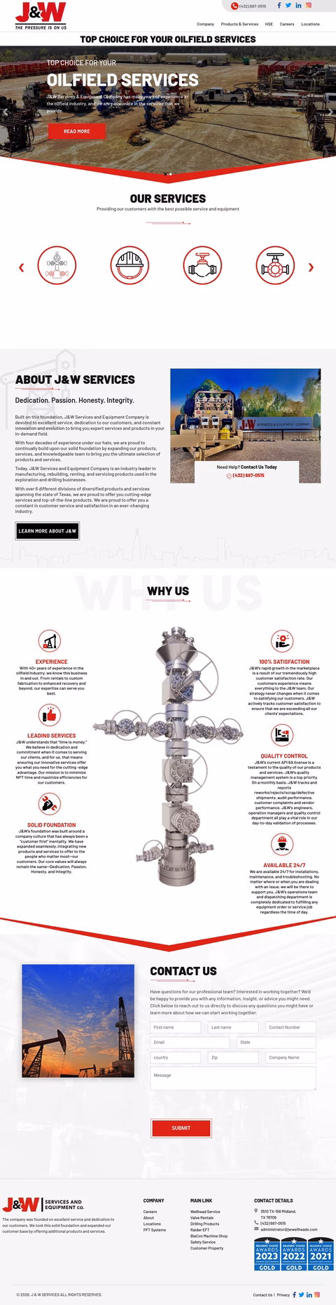 J-W-Services-And-Equipment Homepage 1440px