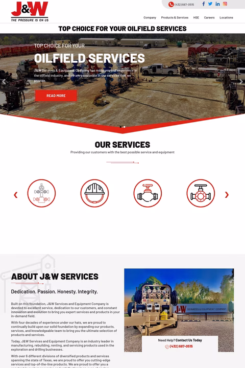 J-W-Services-And-Equipment Homepage 1440px