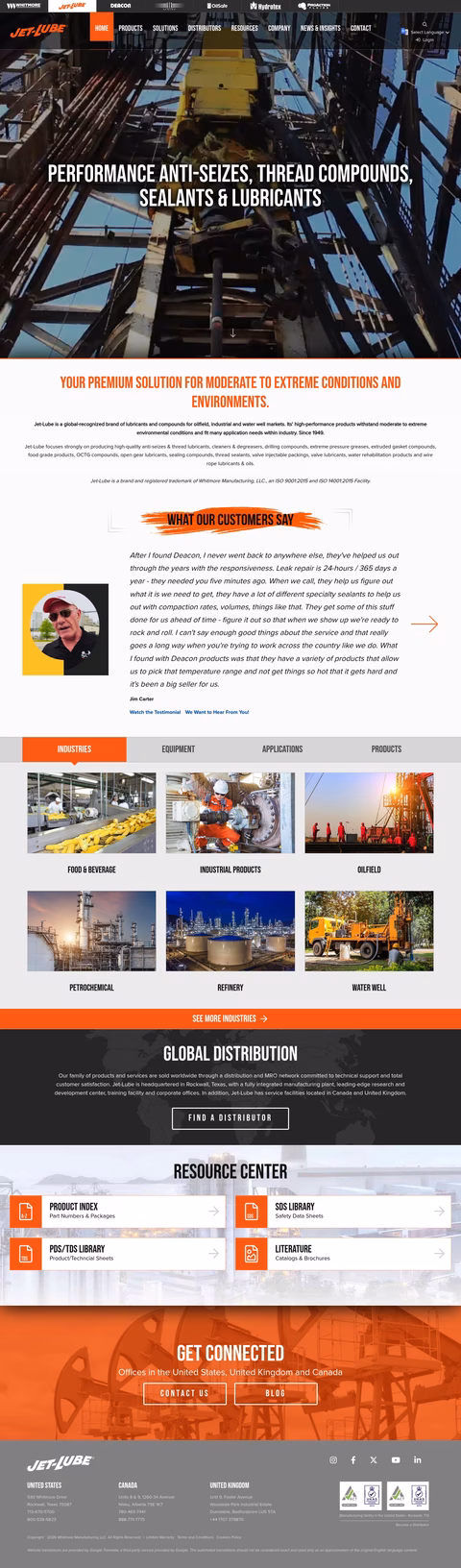Jet-Lube Homepage 1440px