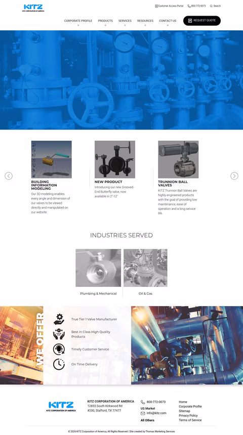 Kitz-Corporation-Of-America Homepage 1440px