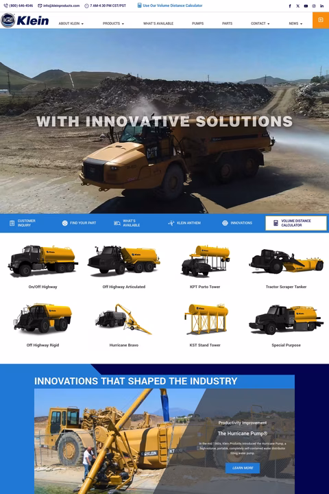 Klein-Products Homepage 1440px