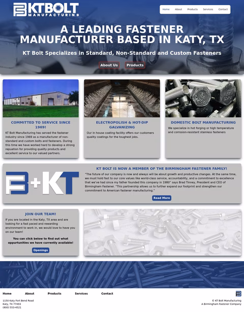 Kt-Bolt-Manufacturing Homepage 1440px