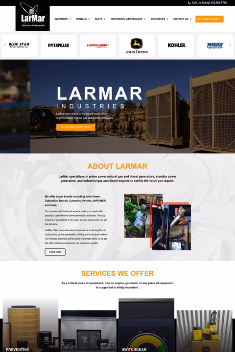 Larmar-Industries Homepage 1440px