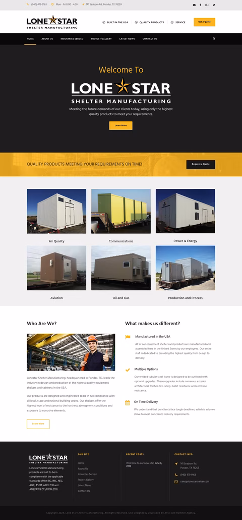Lone-Star-Shelter-Manufacturing Homepage 1440px