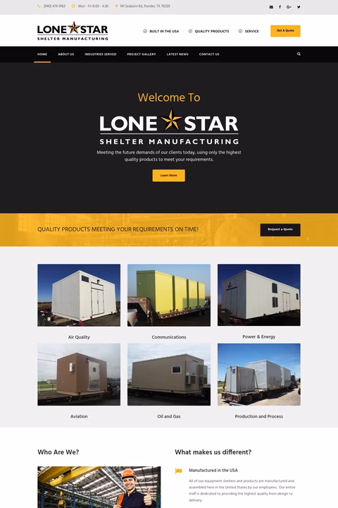 Lone-Star-Shelter-Manufacturing Homepage 1440px