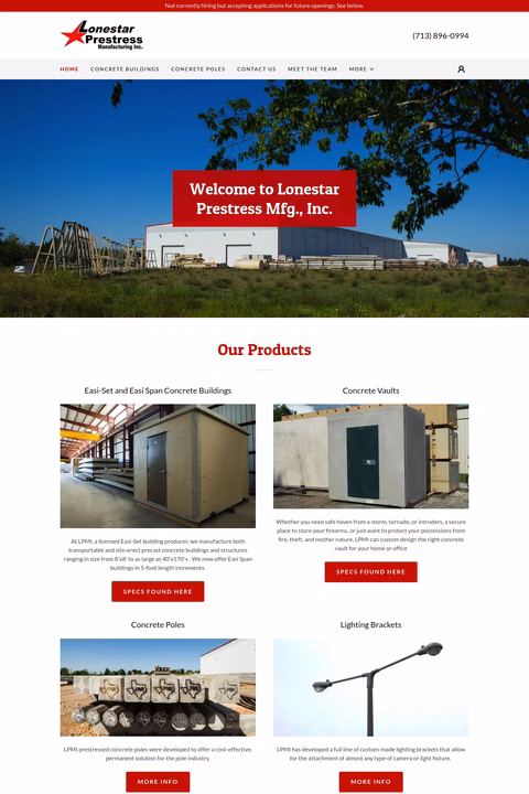 Lonestar-Prestress-Manufacturing Homepage 1440px