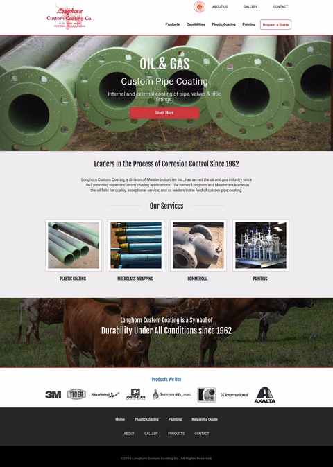 Longhorn-Custom-Coating Homepage 1440px