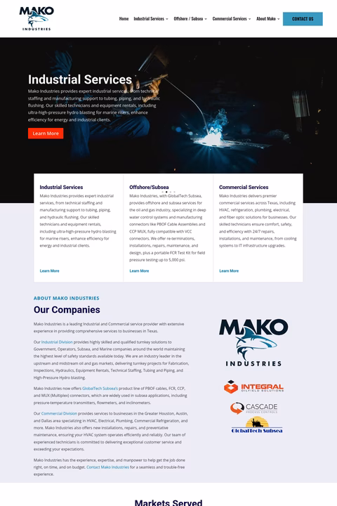 Mako-Industries Homepage 1440px