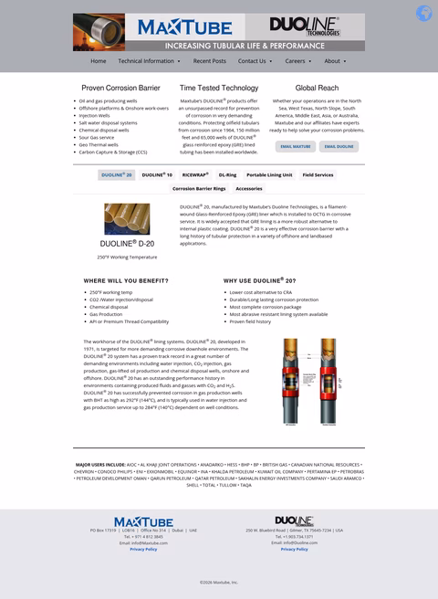 Maxtubes-Duoline-Technologies Homepage 1440px