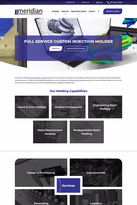 Meridian-Products-Corporation Homepage 1440px