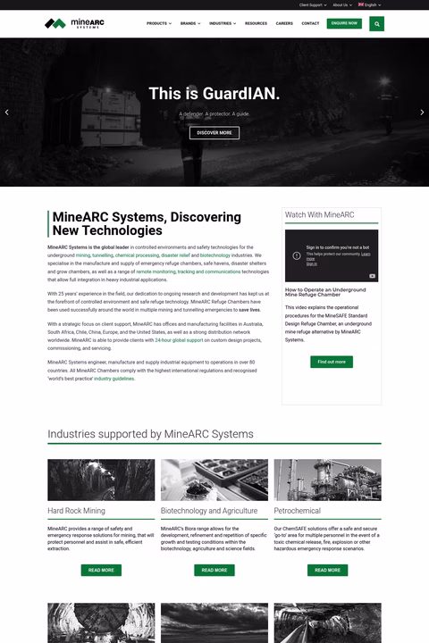 Minearc-Systems Homepage 1440px