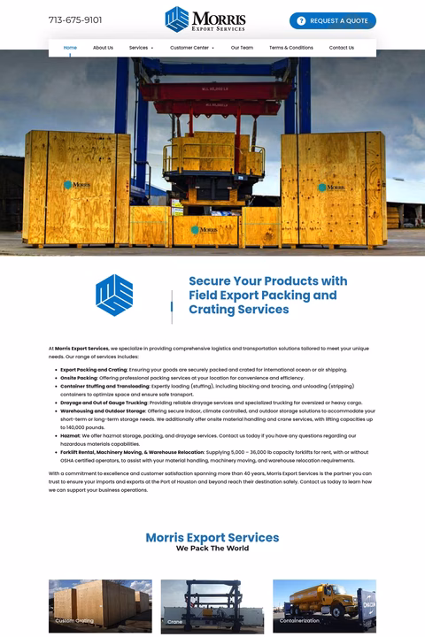 Morris-Export-Services Homepage 1440px
