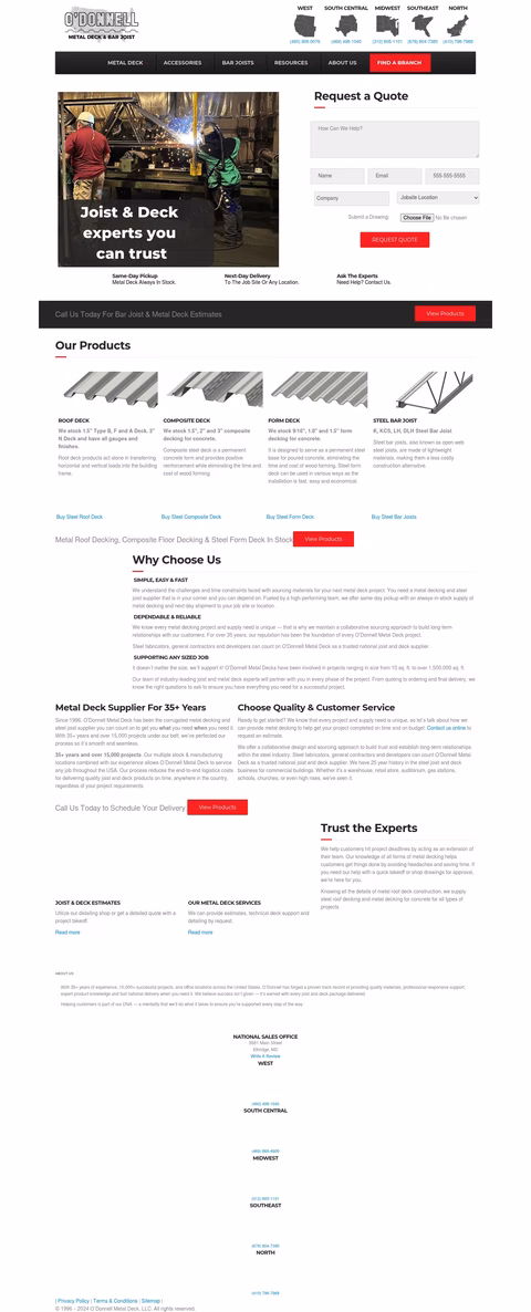 Odonnell-Metal-Deck Homepage 1440px