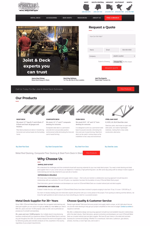 Odonnell-Metal-Deck Homepage 1440px