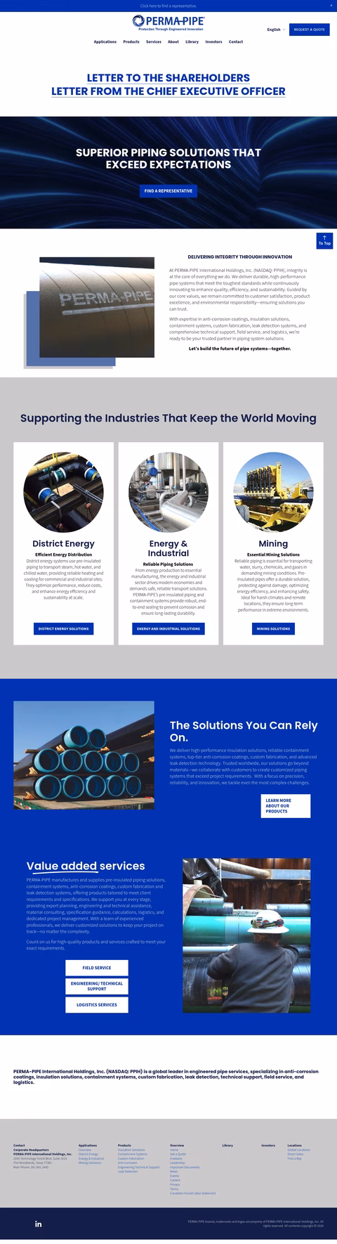 Perma-Pipe-International-Holdings Homepage 1440px