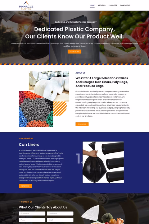 Pinnacle-Plastics Homepage 1440px
