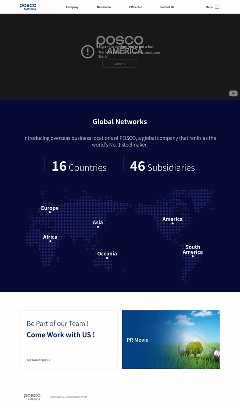 Posco-America Homepage 1440px
