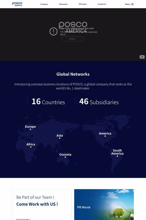 Posco-America Homepage 1440px