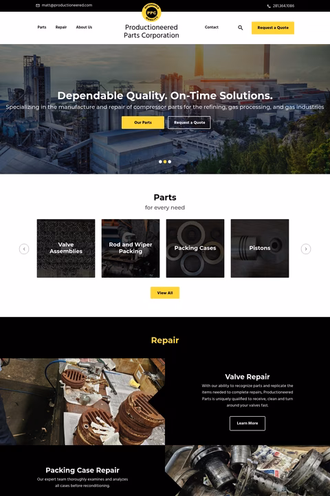 Productioneered-Parts-Corporation Homepage 1440px