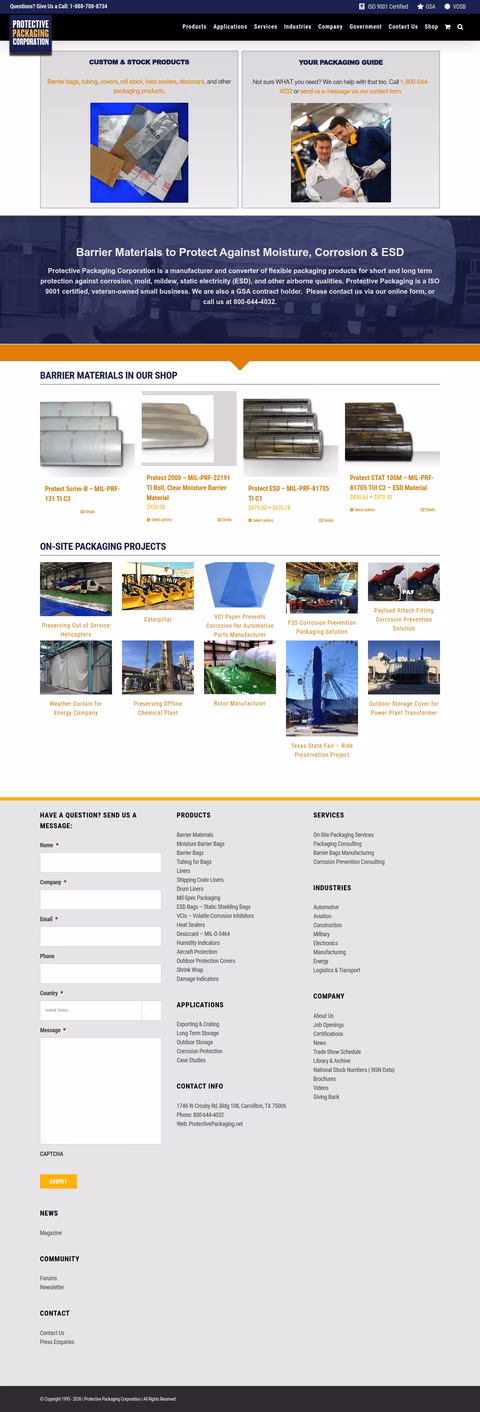 Protective-Packaging-Corporation Homepage 1440px