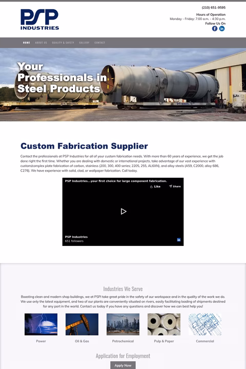 Psp-Industries Homepage 1440px