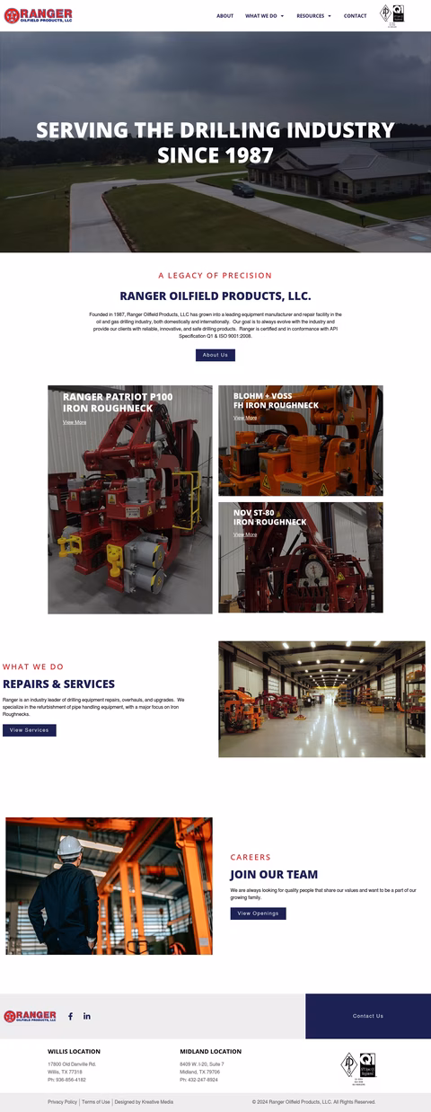 Ranger-Oilfield-Products Homepage 1440px