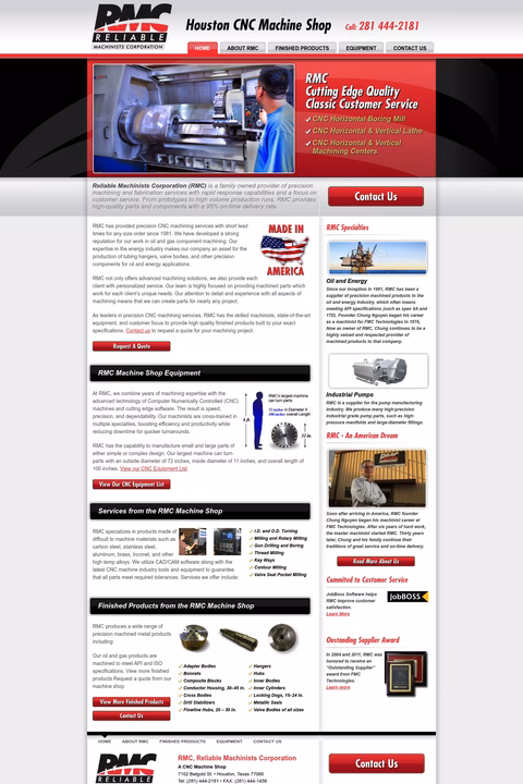 Reliable-Machinists-Corporation Homepage 1440px