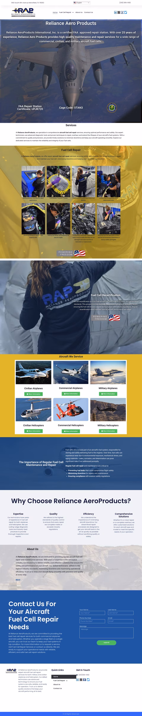 Reliance-Aeroproducts Homepage 1440px