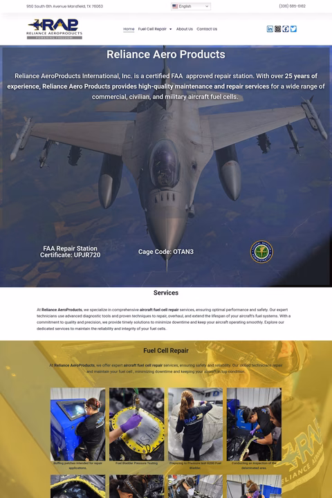 Reliance-Aeroproducts Homepage 1440px