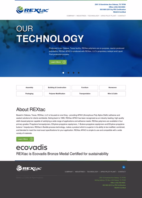 Rextac Homepage 1440px