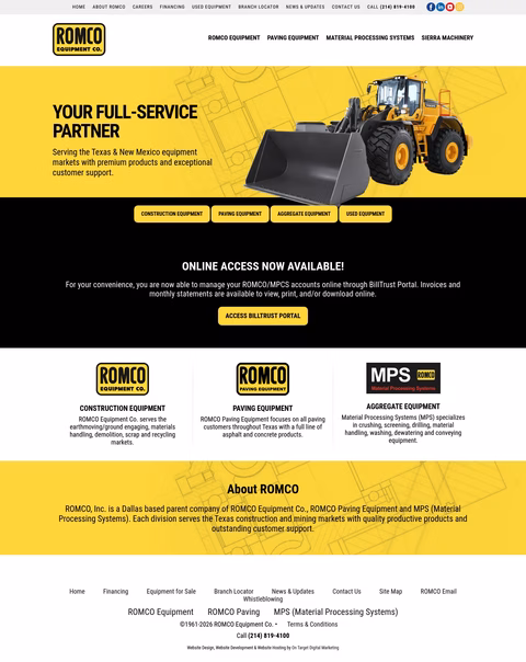 Romco-Equipment-Company Homepage 1440px