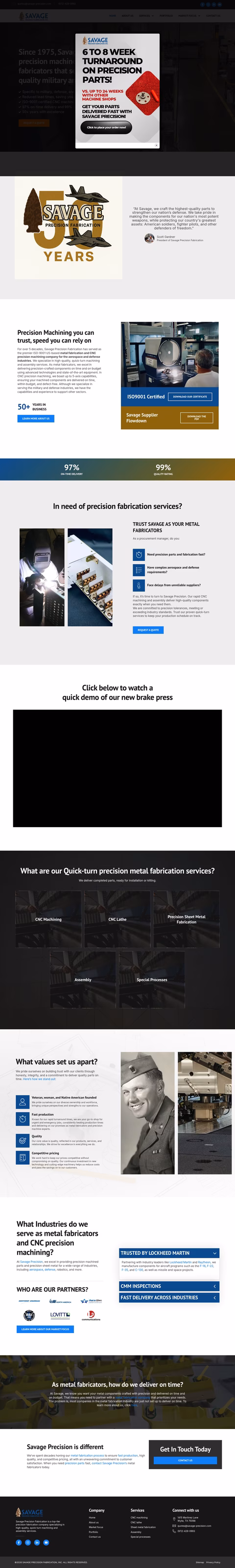 Savage-Precision-Fabrication Homepage 1440px