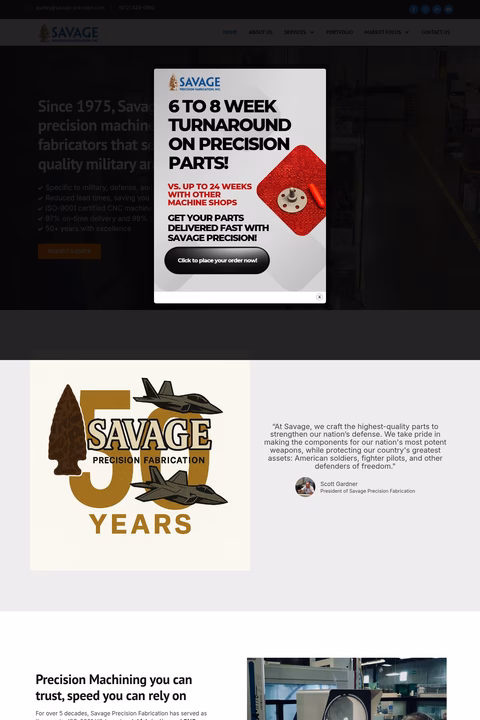 Savage-Precision-Fabrication Homepage 1440px
