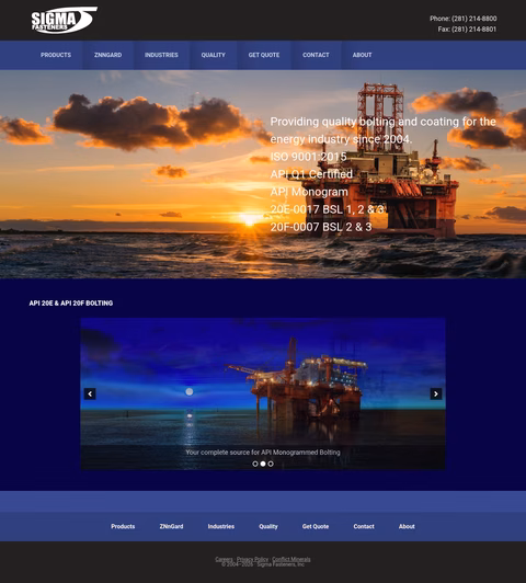Sigma-Fasteners Homepage 1440px