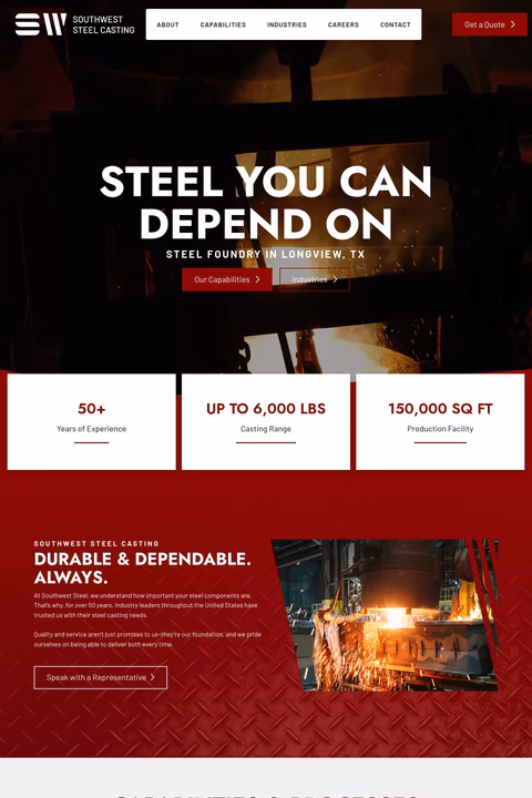 Southwest-Steel-Casting Homepage 1440px