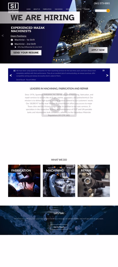 Sparkman-Industries Homepage 1440px