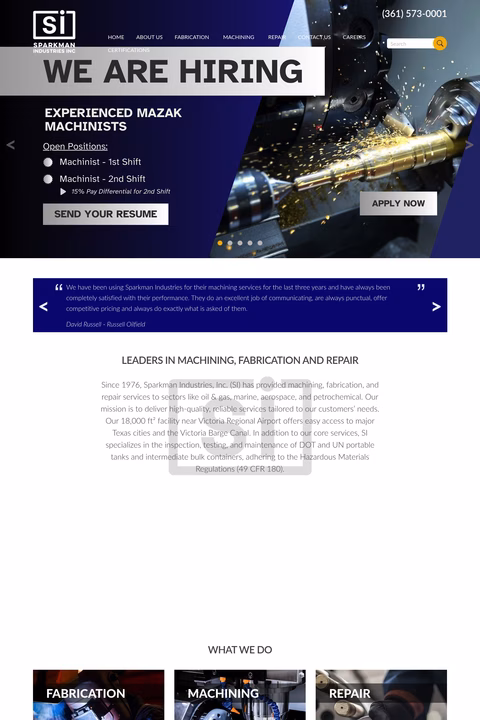Sparkman-Industries Homepage 1440px