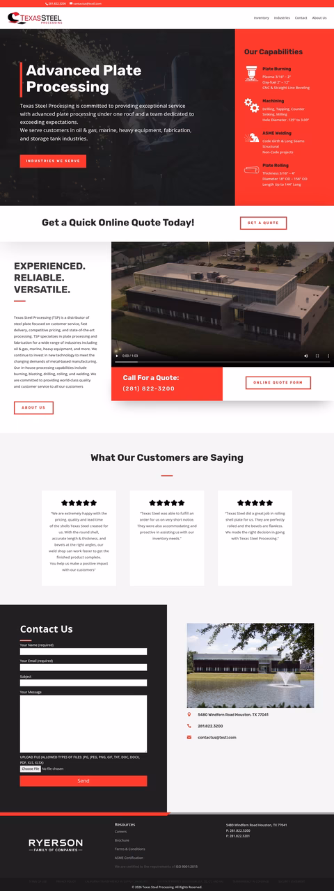 Texas-Steel-Processing Homepage 1440px