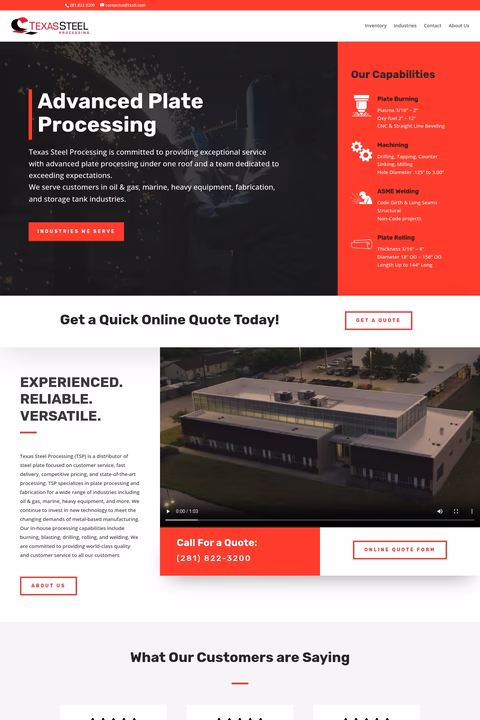Texas-Steel-Processing Homepage 1440px