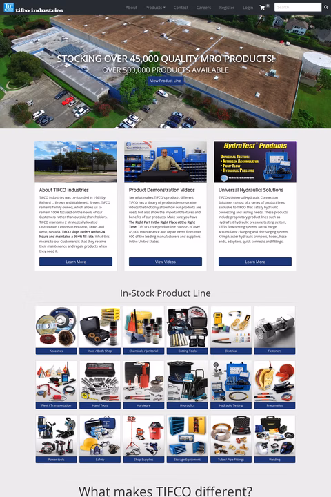 Tifco-Industries Homepage 1440px