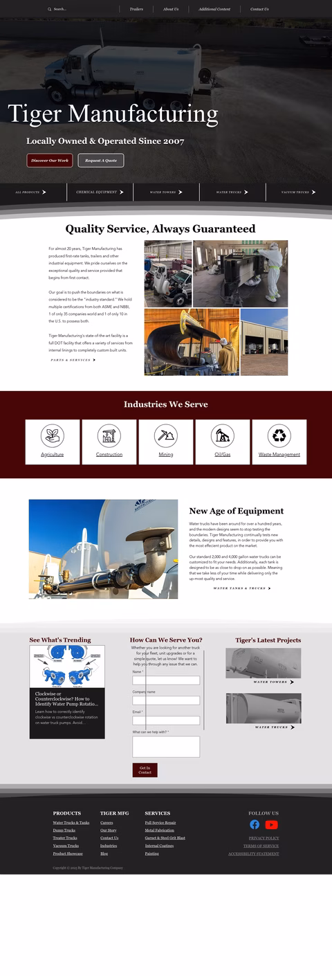 Tiger-Manufacturing Homepage 1440px