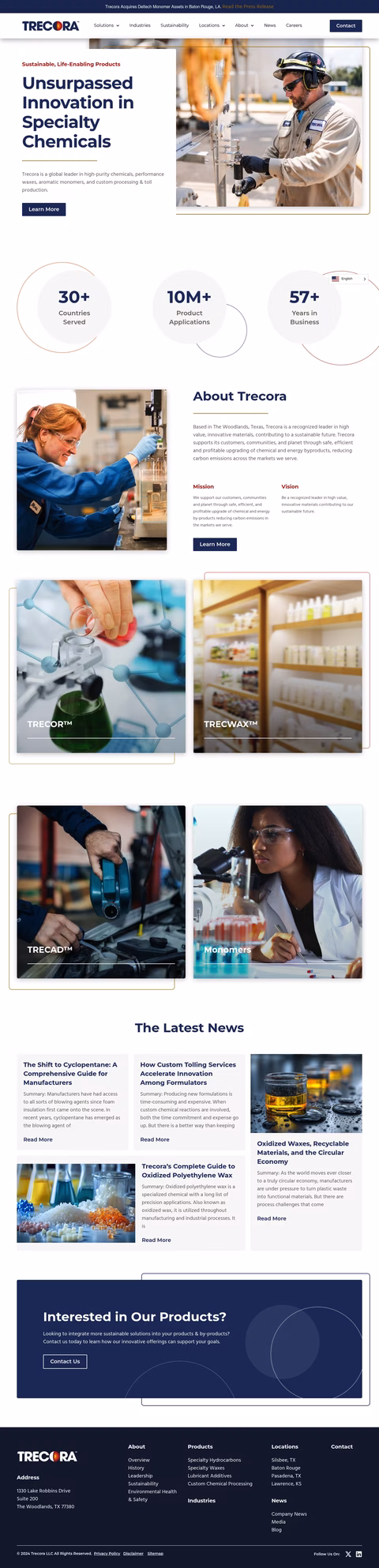 Trecora Homepage 1440px