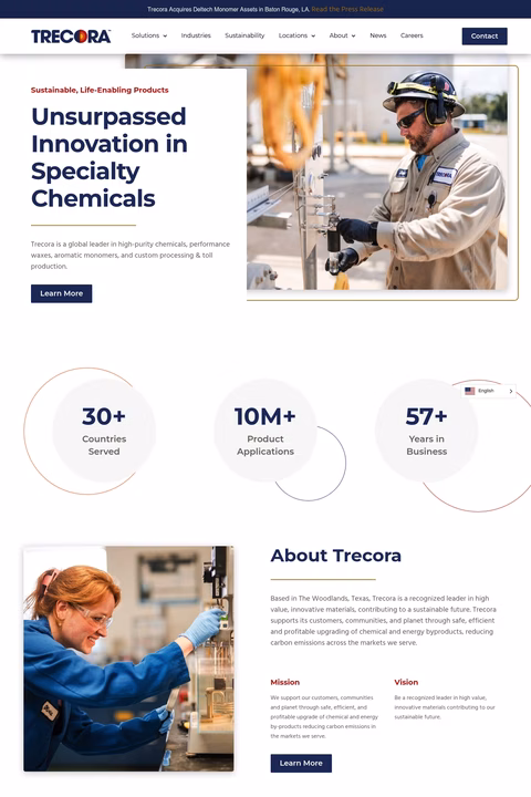 Trecora Homepage 1440px