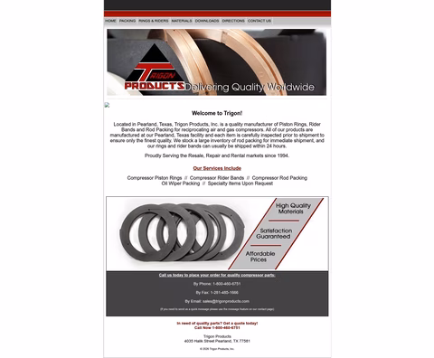 Trigon-Products Homepage 1440px